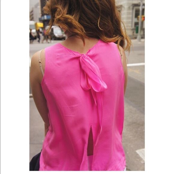 Madewell Tops - Madewell hot pink silk bow back tank